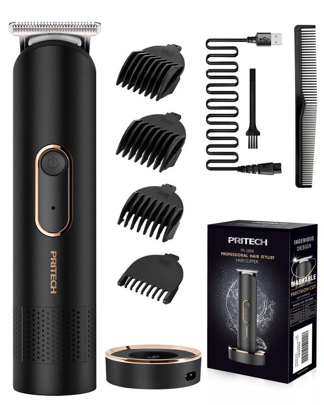 PRITECH Manscape Trimmer for Men, Beard Trimmer for Men, Rechargeable Shavers for Men, Electric Razor for Men, Cordless Hair Clippers, Waterproof Body Trimmer with Standing Recharge Dock loprofx clipper Adjustable Haircut hairtrimmer