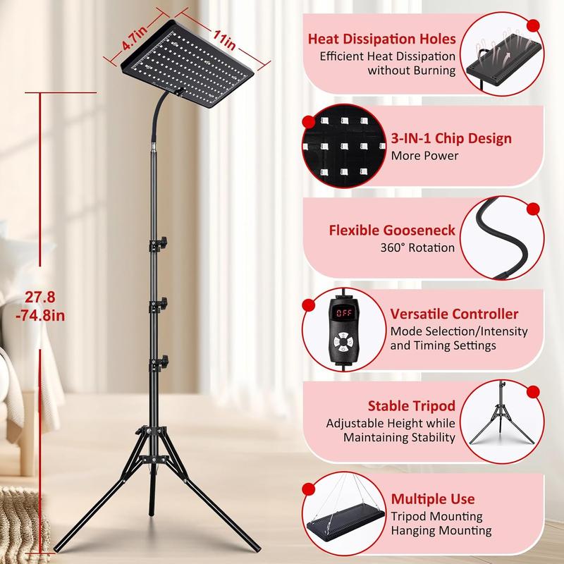 Red Light Therapy Lamp, Infrared Light Therapy Device with Stand, 660nm Red and 850nm Near Infrared Red Light Therapy for Body and Face, Pain Relief, Skin Care