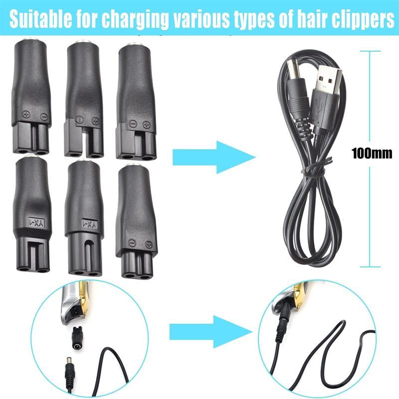 7 PCS Power Cord 5V Replacement Charger USB adapter Suitable for Electric Hair Clippers, Beard trimmers, Shavers, Beauty Instruments, Desk Lamps, Purifiers. Kit Durable Comfort