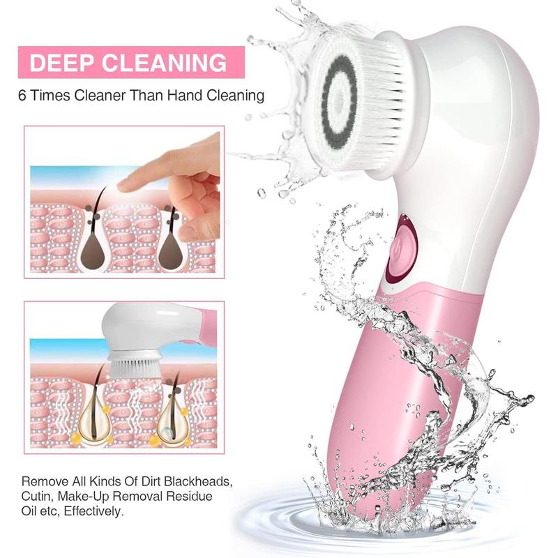 Face Brush Electric Face Cleansing Brush Skin Cleansing Face Scrubber with 3 Brush Heads Spin Brush for Deep Cleansing Exfoliation, Facial Cleanser Brush for Massaging Changzu