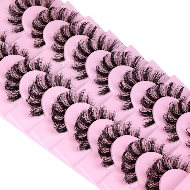 9 Pack Lashes Clear Band False Eyelashes Natural Look D Curl Curly Fake Lashes Strip Faux Eyelashes