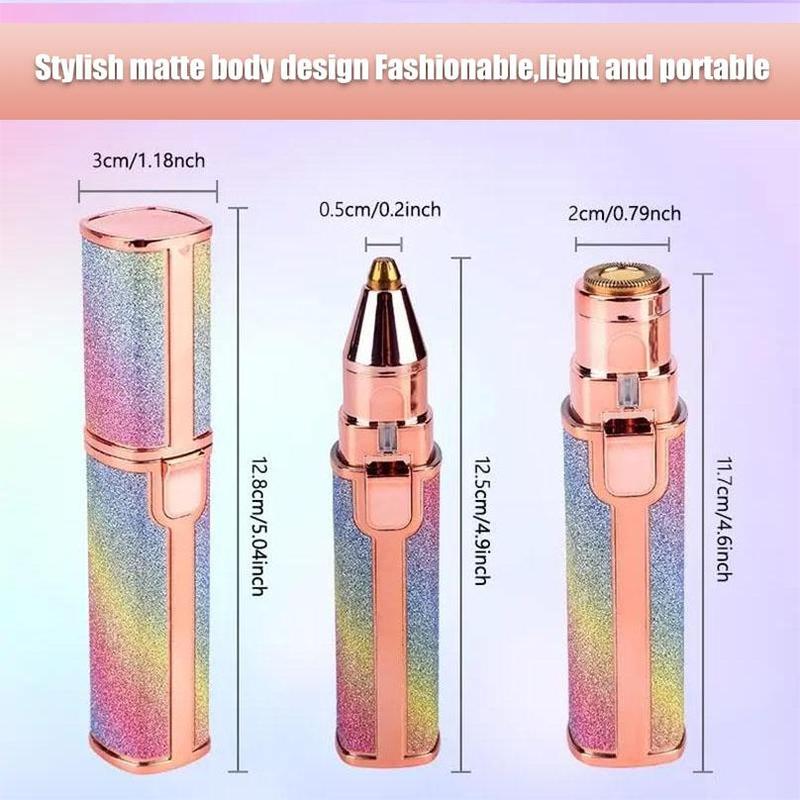 2 in 1 Electric Eyebrow Trimmer, 1 Set Portable Facial Hair Remover, Lip Facial Body Hair Removal Tool with LED Light, Rechargeable Women's Shaver