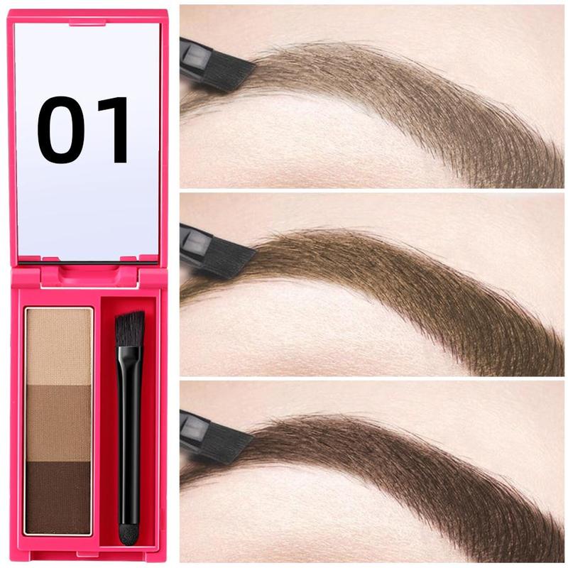 3 Color Eyebrow Powder with Brush, 1 Box Long Lasting Waterproof Eyebrow Powder, Natural Eyebrow Makeup Tool for Women