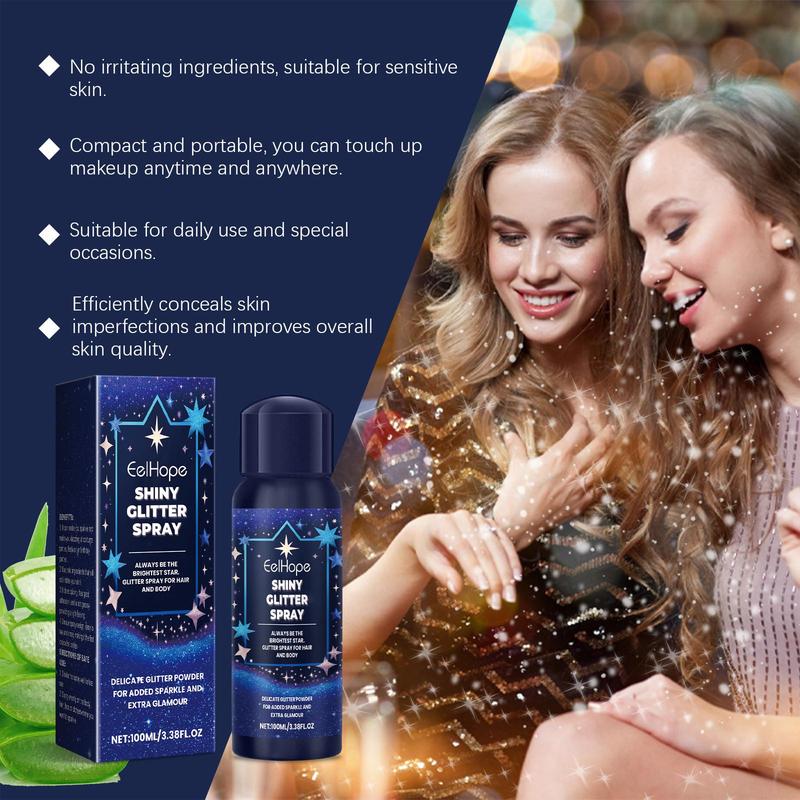 Glitter Body Spray, Shimmering Body Spray, Brightening Shining Body Makeup for Women & Girls, Cosmetic Product for Summer Party