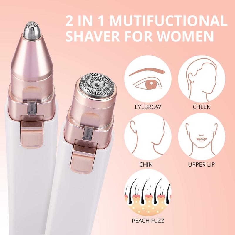 Rechargeable 2-in-1 Eyebrow & Facial Hair Remover for Women, Painless Razor with LED Light for Lips, Body & Daily Gentle Comfort