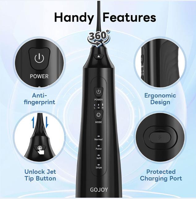 4-in-1 Water Flosser for Teeth - 310ML Capacity Upgrade, Rechargeable & IPX7 Waterproof for Ultimate Oral Hygiene