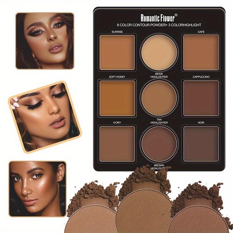 9 Color Highlighter Palette, Waterproof & Sweatproof Highlighter Palette, Multifunctional Contour Palette, Makeup Palette for Women