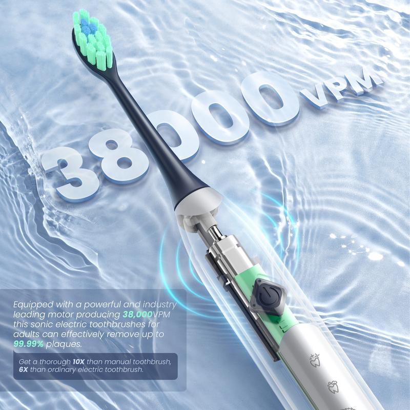 SEJOY Sonic Electric Toothbrush Rechargeable Travel Case 5 Modes 10 Brush Heads