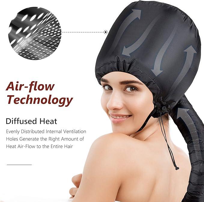 Portable Hair Dryer Bonnet Attachment for Hair Styling, Hair Color, Hair Condition and More