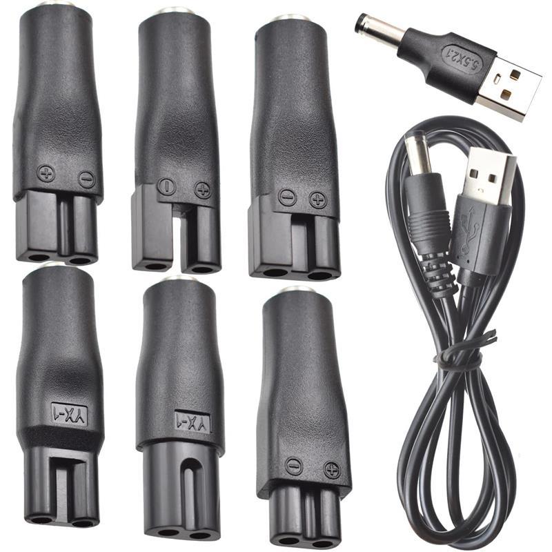 7 PCS Power Cord 5V Replacement Charger USB adapter Suitable for Electric Hair Clippers, Beard trimmers, Shavers, Beauty Instruments, Desk Lamps, Purifiers. Kit Durable Comfort