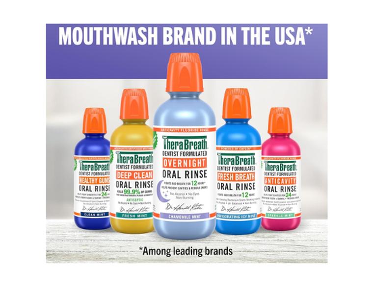 TheraBreath Fresh Breath Mouthwash, Many Flavor, Alcohol-Free, 16 Fl Oz (2-Pack) Oral Restore thera breath