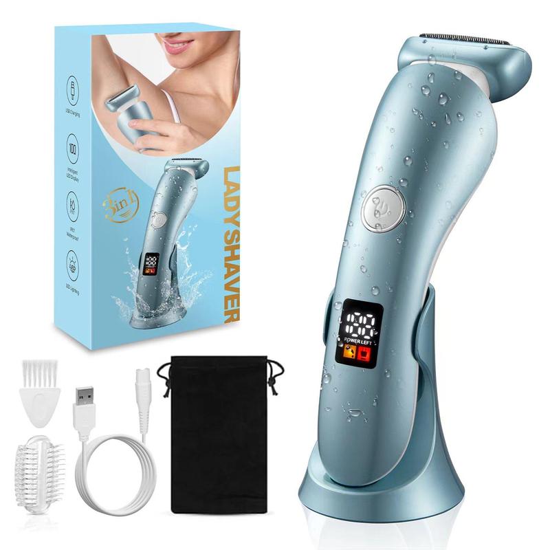 3 in 1 Electric Shaver, Waterproof Rechargeable Hair Removal Tool for Underarms, Legs, Private Parts, Professional Hair Removal Tool for Women, Body Trimmer for Men, Back to School