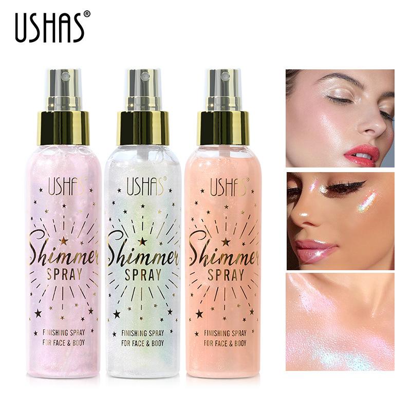 USHAS Achieve a Flawless Finish with  Pearl Shimmer Setting Spray Makeup Cosmetic bennye finalsealspray liquid blush