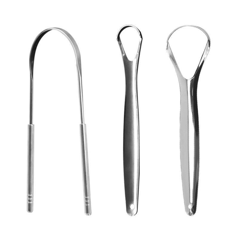 Stainless Steel Tongue Scraper, 3 Counts set Adult Tongue Cleaner, Portable Tongue Cleaning Tool, Tongue Scrapers Set, Oral Hygiene Tool, Mouth Guard