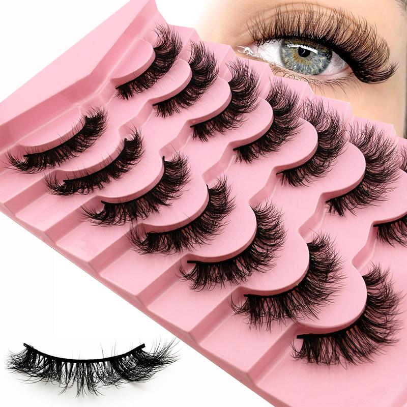 False Eyelashes, 7 Pairs Natural Look Fluffy Curly Thick Faux Eyelashes, Eye Makeup Tools for Daily Use