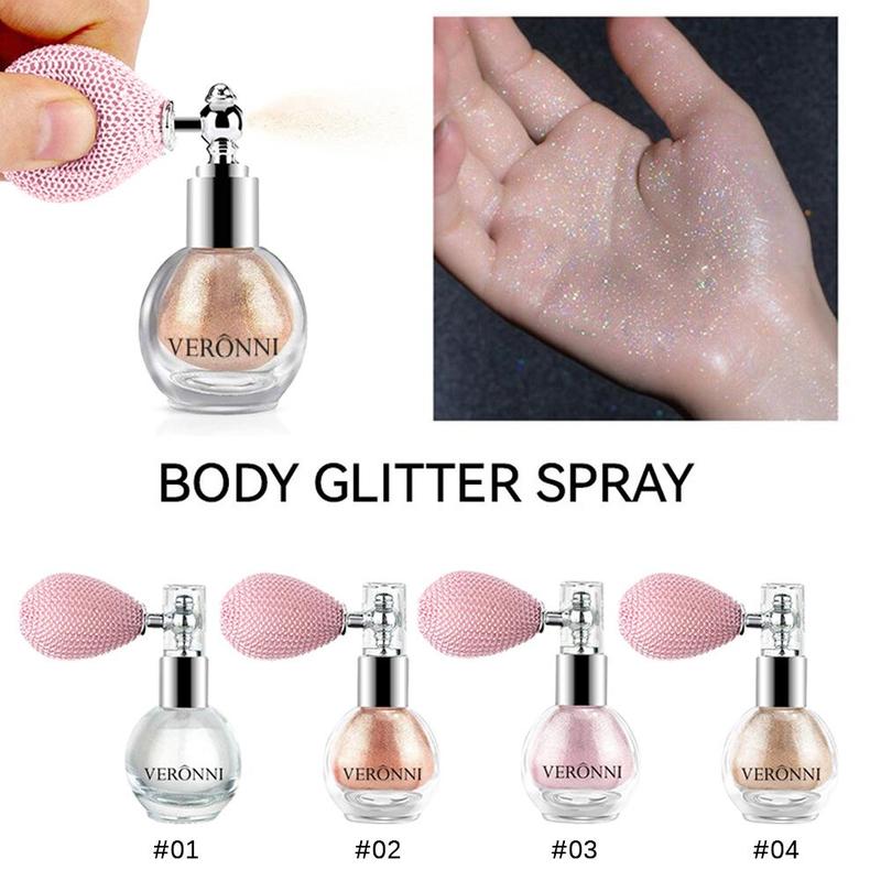 Highlighter Powder Spray, 4 Counts set Shimmering Highlighter Powder, Long Lasting Highlighter Powder, Cosmetic Product for Women & Girls