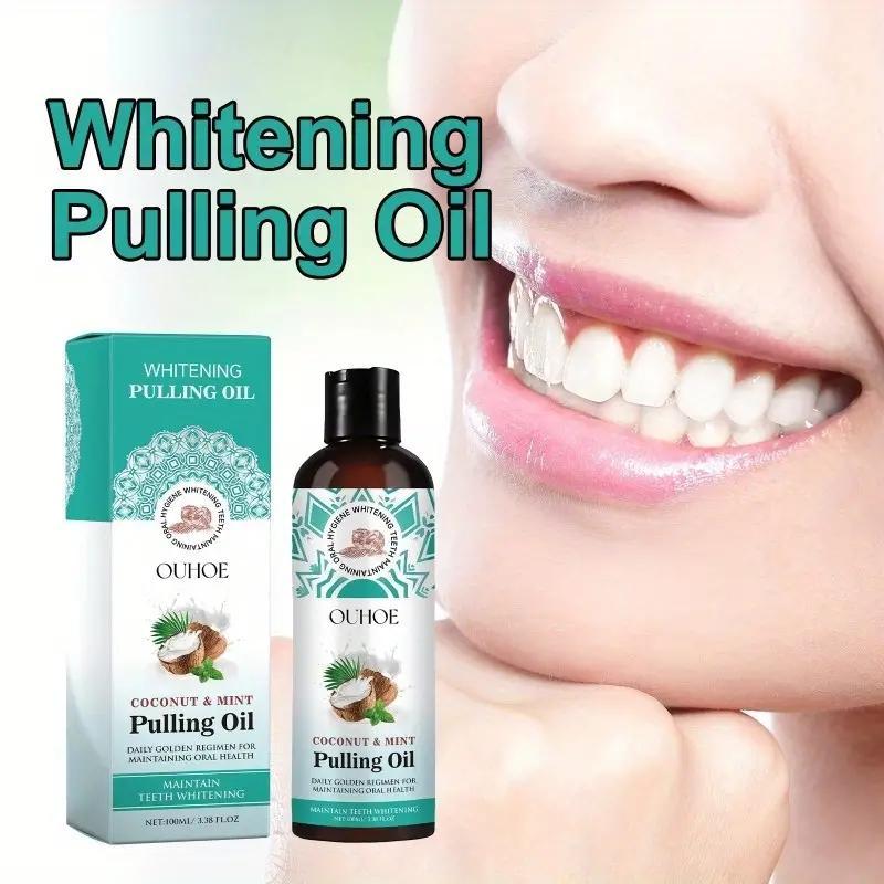 Coconut Oil Pulling Mouthwash Set, 4 Counts set Including 1 Count Mouthwash & 3 Counts Tongue Scraper, Oral Care Product for Men & Women, Christmas Gift