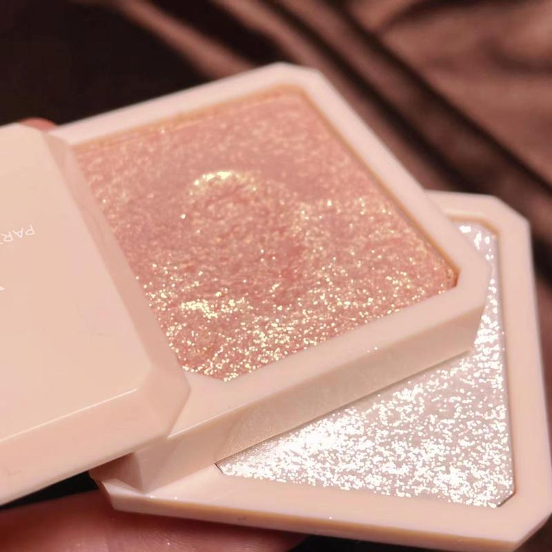 2 Color Highlight Makeup Palette, 2 in 1 Glitter Highlighter Makeup Highlighter, Shimmering Pearly Makeup Powder, Facial Contouring Makeup Products