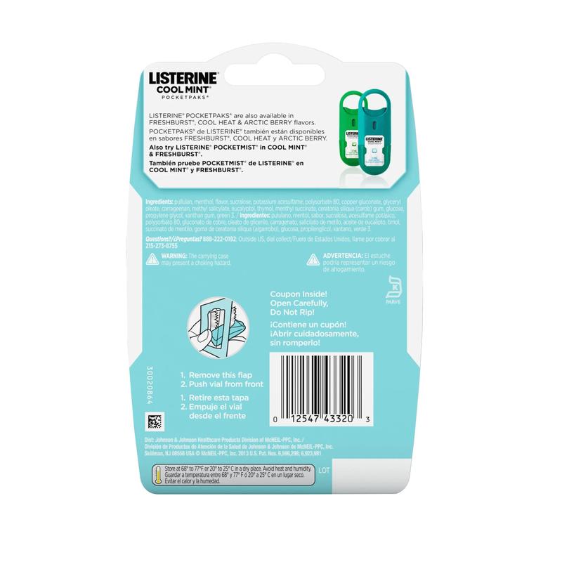 Listerine Cool Mint Pocketpaks Dissolving Breath Strips 3 Pack, 72ct total, Zero Sugar, Zero Alcohol, #1 Recommended Mouthwash Brand Oral Oral