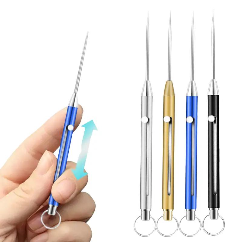 Stainless Steel Retractable Toothpick Toothpick Keychain Fashionable and Exquisite Keychain Suitable for Fruit Eating, Teeth Picking, and Various Occasions