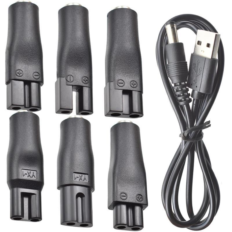 7 PCS Power Cord 5V Replacement Charger USB adapter Suitable for Electric Hair Clippers, Beard trimmers, Shavers, Beauty Instruments, Desk Lamps, Purifiers. Kit Durable Comfort