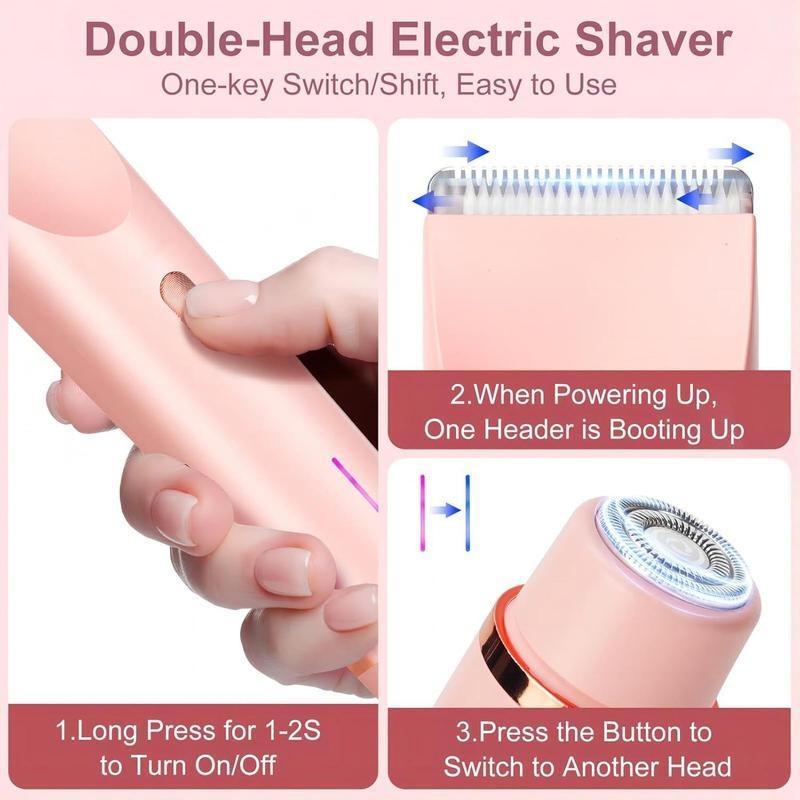 2 in 1 Electric Epilator, 1 Box USB Rechargeable Waterproof Epilating Tool & Accessories, Multifunctional Epilator, Wet & Dry Trimmer for Women