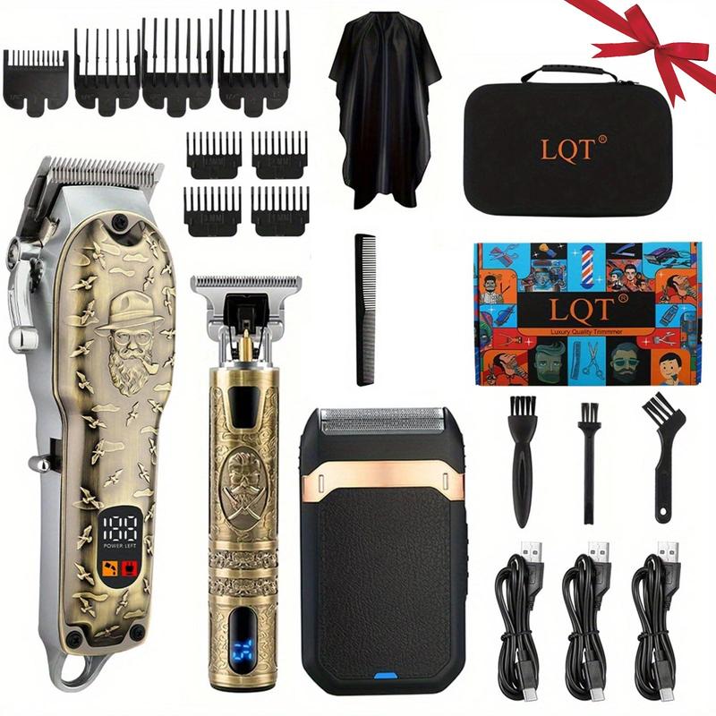 Professional Hair Clipper for Men, 1 Box Rechargeable Hair Trimmer & Accessories, Barber Clippers for Haircut, Cordless Beard Trimmer, Hair Cutting Machines, Christmas Gift