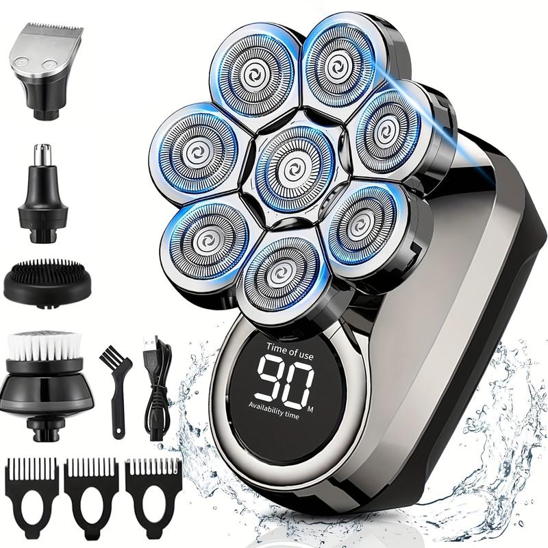 CHIN Upgrade 8D Electric Head Shaver for Bald Men,LED Display,IP67 Waterproof Men's Rotary Head Beard Shaver,6-in-1 Grooming Kit Electric 8D Shaver for Wet Dry Shaving,Floating Head Shaver for Men,Cordless Razor Comfort,Gift for Men Smooth electric shaver