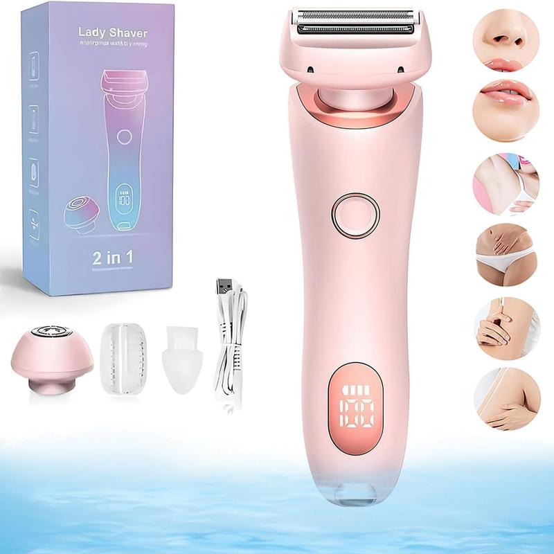 2 in 1 Electric Hair Removal Tool, 1 Set Rechargeable Gentle Hair Removal Tool, Lady Shaver, Wet & Dry Use Hair Removal Machine for Women