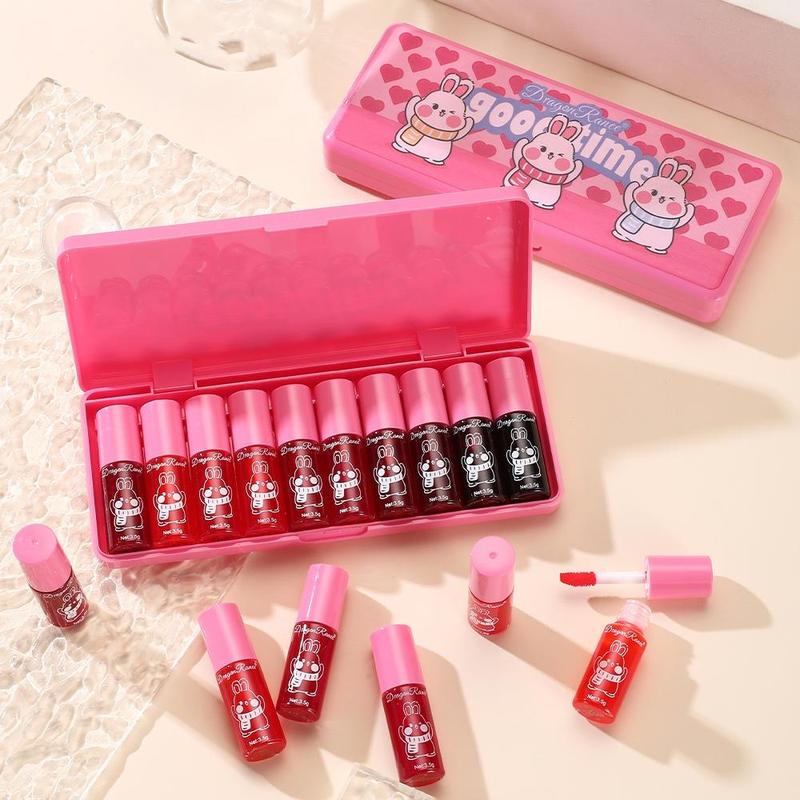 Long-lasting Lip Gloss, 10pcs set Moisturizing Lip Glaze, Glossy Lip Glaze Stick, Plumping Lip Oil Lip Stick for Girls & Women