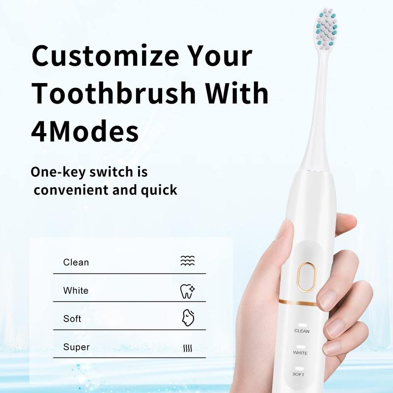 Electric Toothbrush Set, Comes with 8 Brush Heads & Travel Case,4 Modes with 2 Minutes Built in Smart Timer, One Charge for 60 Days, 42000 VPM Motor (Pink)