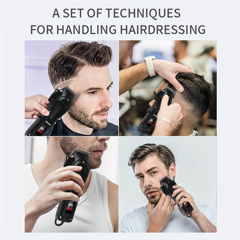 Professional Hair Clipper Kit, 1 Set USB Rechargeable Hair Clippers with 8 Limiter Combs & 2 USB Data Cables & 2 Brushes & 1 Comb & 1 Storage Bag, Hair Trimmers for Men, Hair Styling Tools, Barber Equipment, Barber Kit