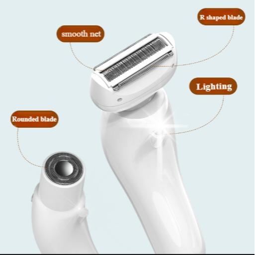 2 in 1 Electric Shaver, Wet-Dry Usable Electric Shaver, USB Rechargeable, Hair Removal for Face, Legs, Cordless Waterproof Trimmer with Head Base, Painless Epilator