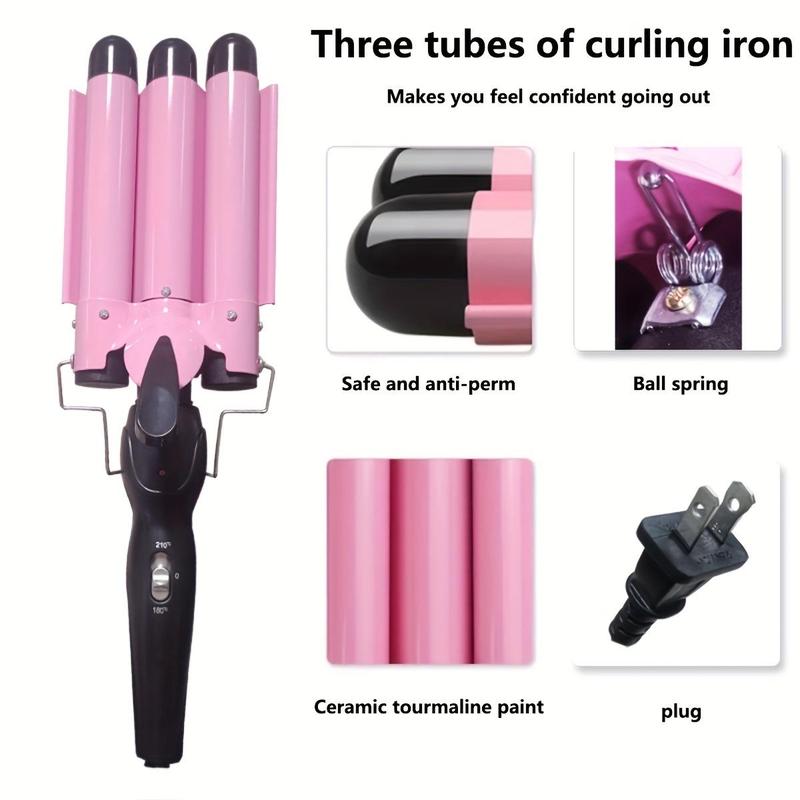 Three-barrel Ceramic Jumbo Waver, Hair Curling Iron, Hair Styling Tool for Women & Girls, Ideal Gift for Women