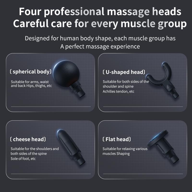 Rechargeable 32-speed LCD Massage Gun, 4 Interchangeable Massage Heads, Deep Tissue Impact Electric Muscle Massager for Full-body Muscle Massage