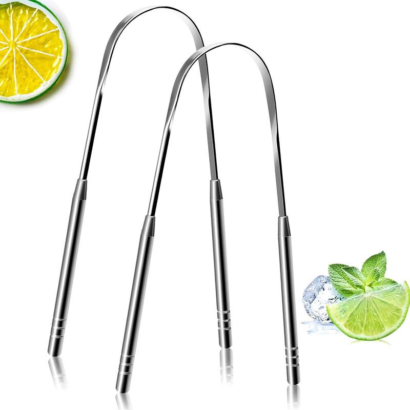 2 Pack Tongue Scraper, 100% Surgical 304 Stainless Steel Tongue Cleaner for Adults And Kids, Professional Tongue Brush for Oral Care, Improve Bad Breath and Fresh Breath Daily Durable