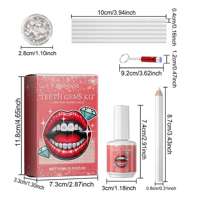 Teeth Gems Kit, DIY Shiny Teeth Decoration Kit, Fashionable Teeth Sticker, Oral Care Kit for Women & Girls