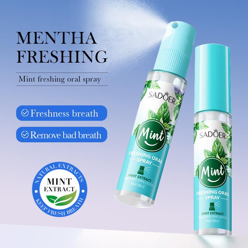 Oral Care Mist for Fresh Breath,Portable, Cool Mint Flavor,Mint Lemon Peach Fresh Oral Spray, Portable Travel Size Sweet Oral Spray, Breath Freshener for Men & Women