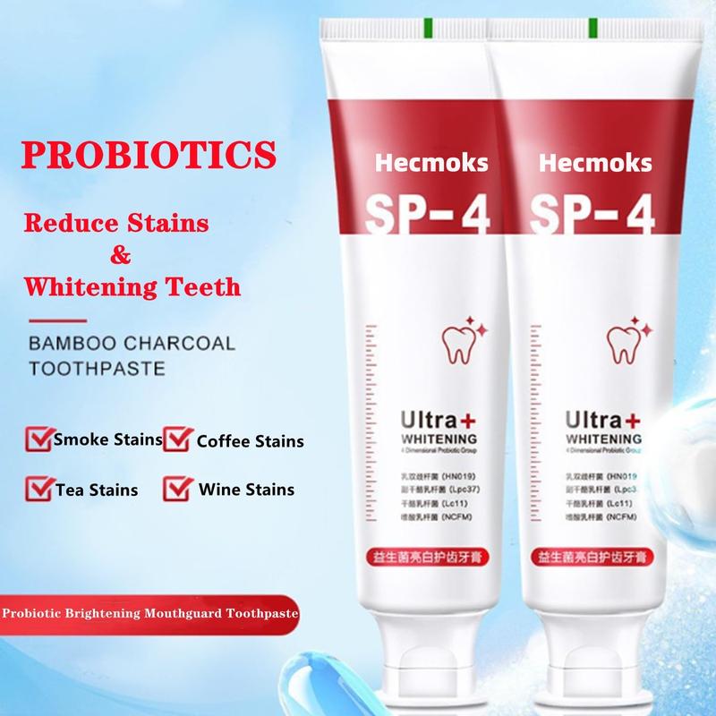 Hecmoks SP-4 Probiotic Toothpaste (2-Pack): Whitens, Removes Stains, Strengthens Teeth, Guards Gums, Jasmine Scent