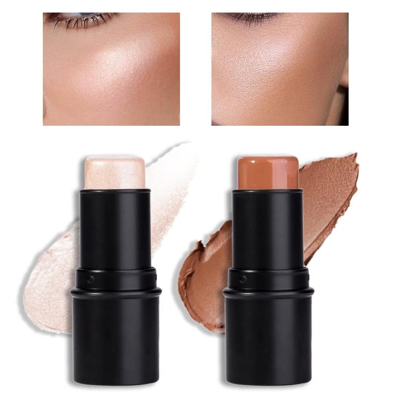 2Pcs Face Cream Contour Bronzer Sticks Makeup Highlighter Highlight Brown Creme Cheek Contour Sticks - Cosmetic Smooth Waterproof