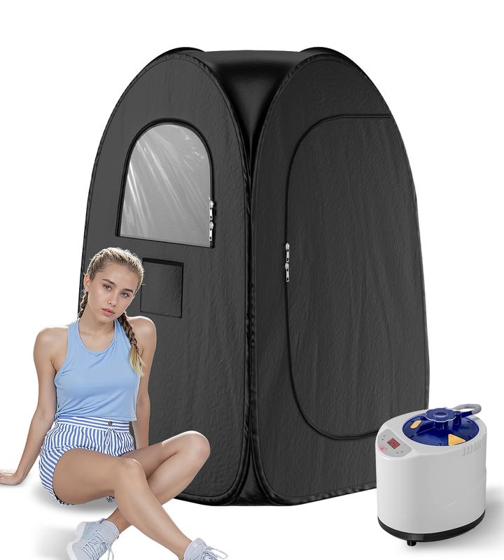 TEHANLD Portable Sauna Box for Home, Foldable Steam Nurecover Sauna Tent at Home Use, 3 secs to Install and Fold, XL Steamer, Folding Chair & Remote Control, 2.7’ x 2.7’ x 4.8’