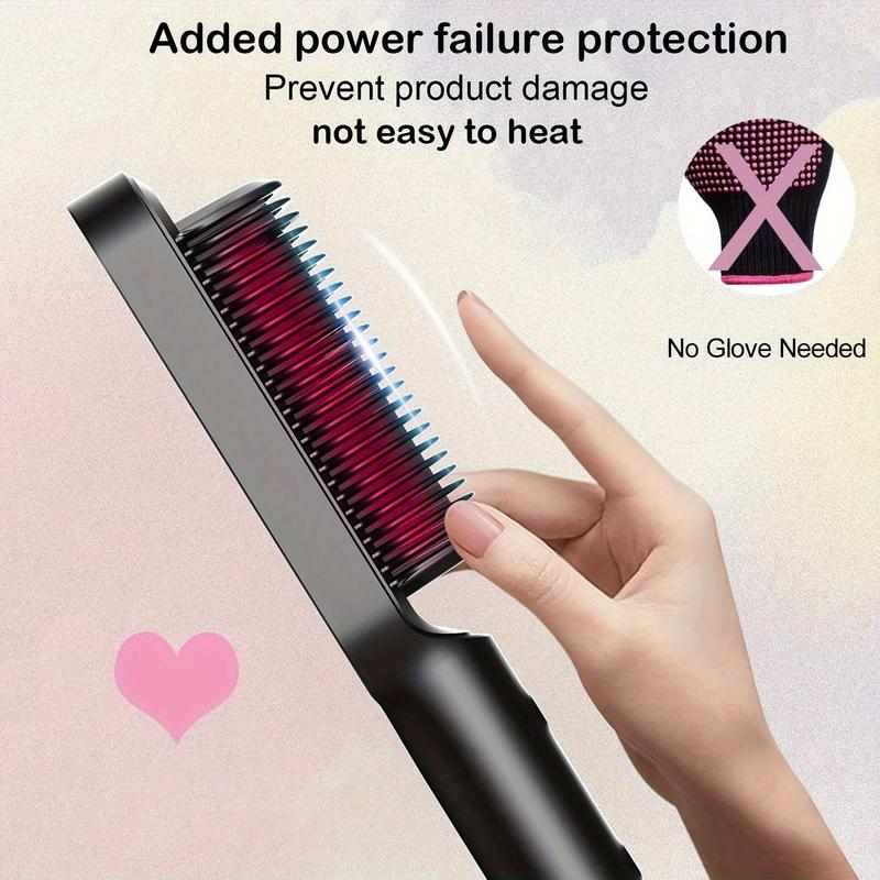 Negative Ion Hair Straightener Brush, 1 Box Hair Straightening Comb, Professional Hair Styling Tool for Women & Girls Home & Travel Use, Christmas Gift