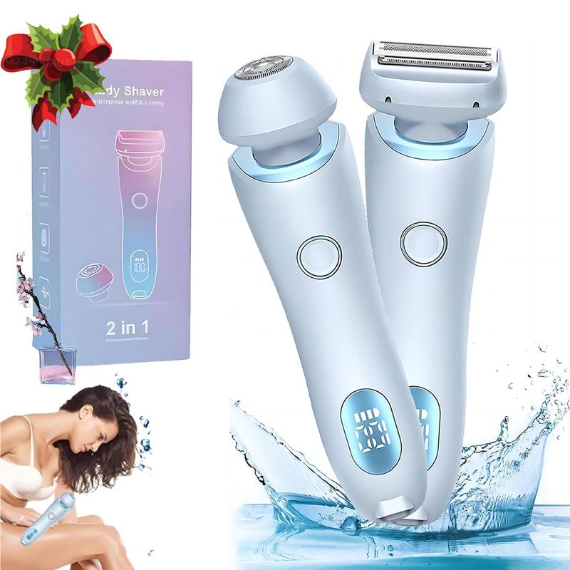 2 in 1 Electric Shaver, 1 Box Waterproof Hair Removal Shaver, Bikini Trimmer for Women, Electric Razor Lady Shaver with Detachable Head, Christmas Gift