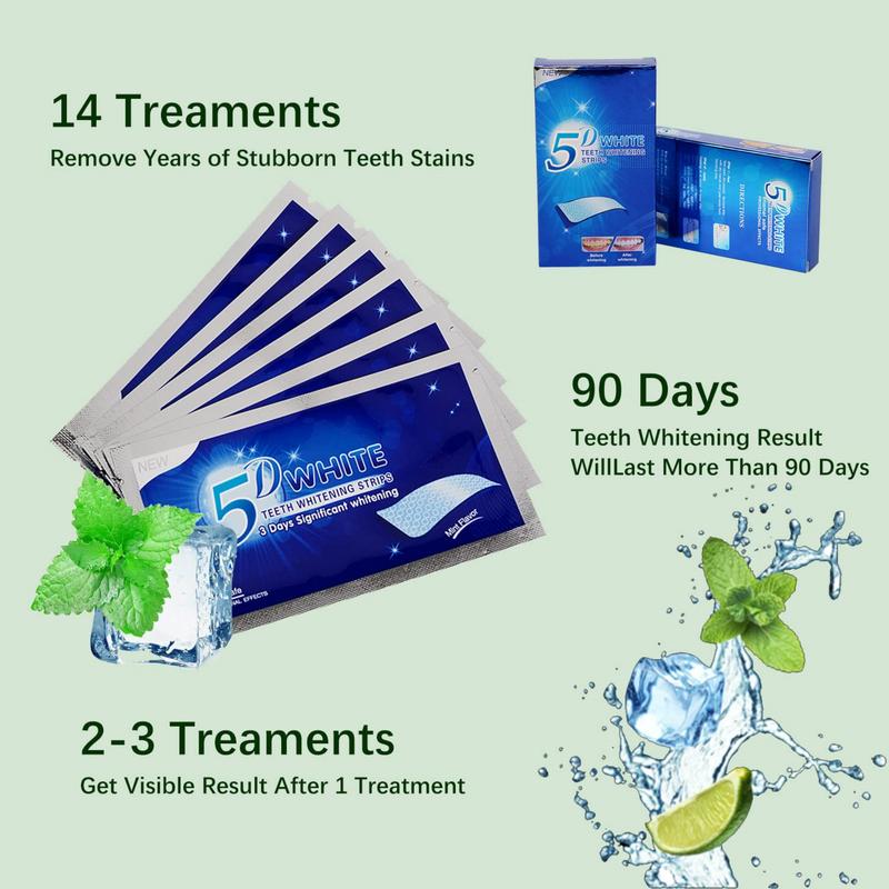 5D White Teeth Whitening Strips with home Kits for whitening. Deep Cleaning Teeth Brightening Strips Oral Cleansing