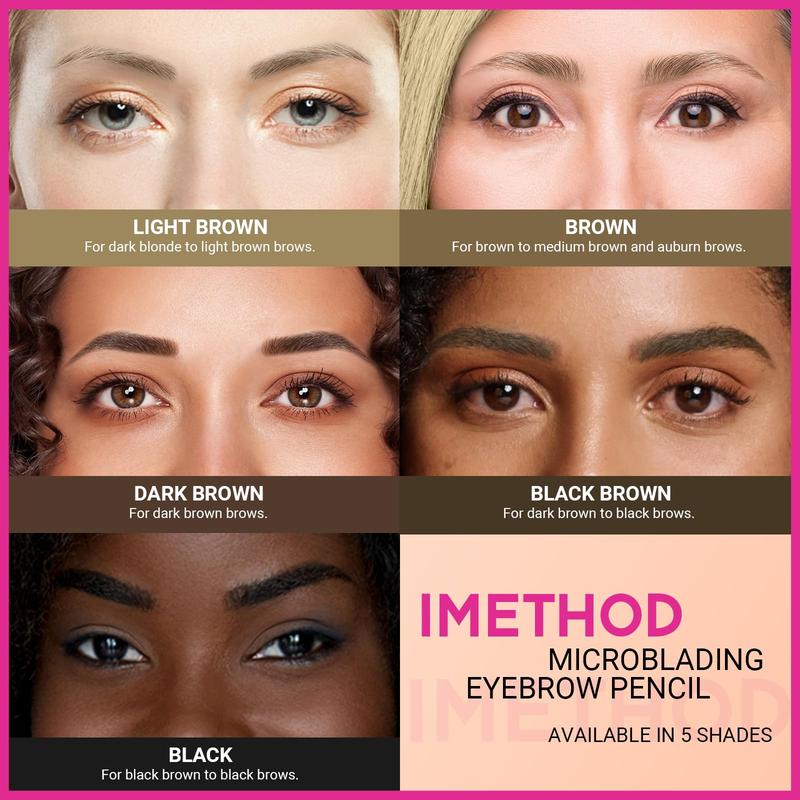 iMethod Microblading Eyebrow Pencil - Brow Pen 2-in-1 Dual-Ended Brow Pen with 3-Prong Micro-Fork-Tip Applicator, Precise Brush-Tip, Makeup Cosmetic