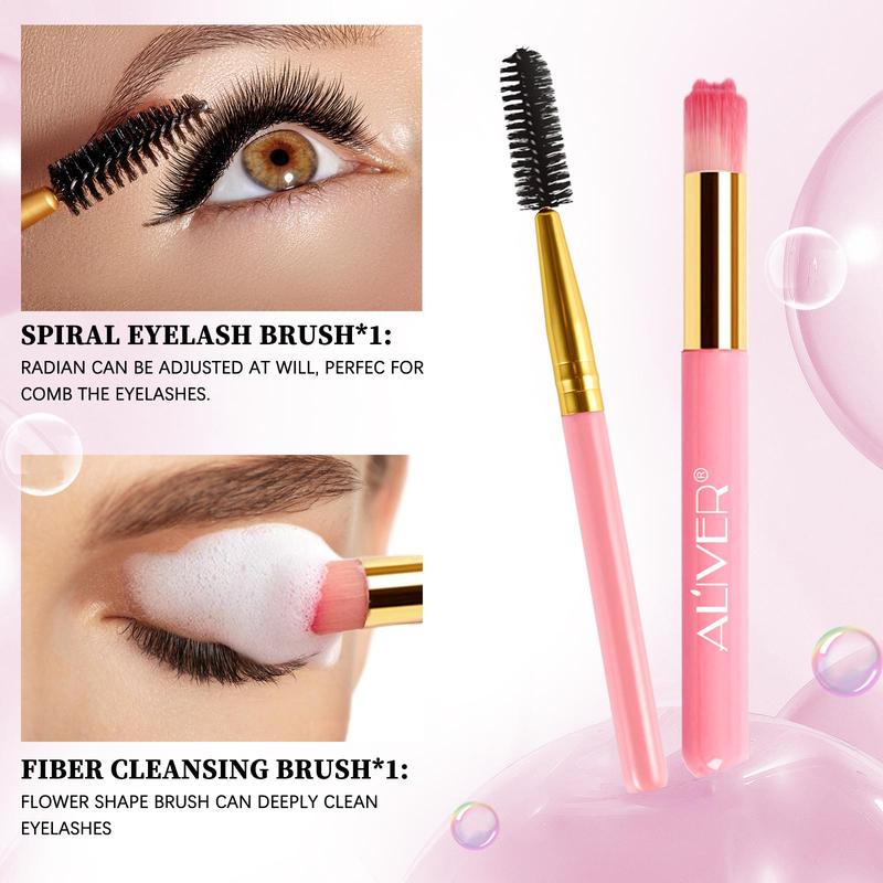 Eyelash Makeup Kit with Eyelashes Brushes, 3 Counts set Eyelash Shampoo & Lashes Primer & Lashes Glue, Professional Eyelash Extension Cleansing Kit for Women