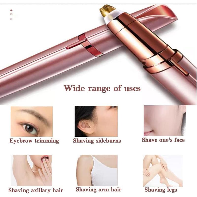 Eyebrow Hair Remover, Electric Eyebrow Trimmer Epilator, Painless Eyebrow Razor Tool for Face Lips Nose, Facial Hair Removal Razor for Women and Men(Pink, No Battery Included)