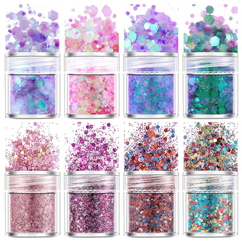 3D Glitter Body Glitter Kit, 11pcs set Colorful Glitter Powder & Gel & Brush, Body Makeup for Women & Girls, Cosmetic Festival Accessories