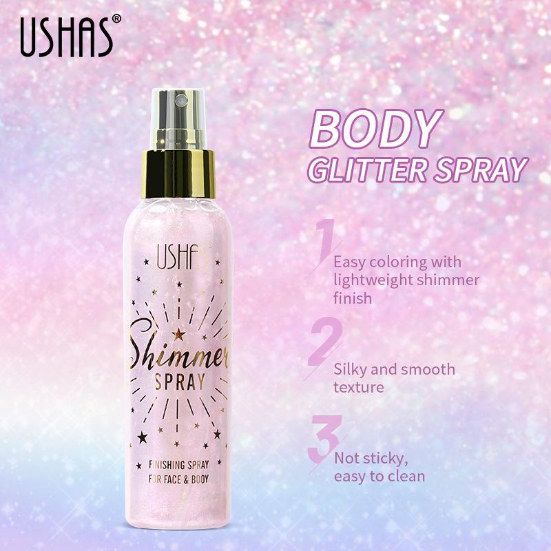 USHAS Achieve a Flawless Finish with  Pearl Shimmer Setting Spray Makeup Cosmetic bennye finalsealspray liquid blush