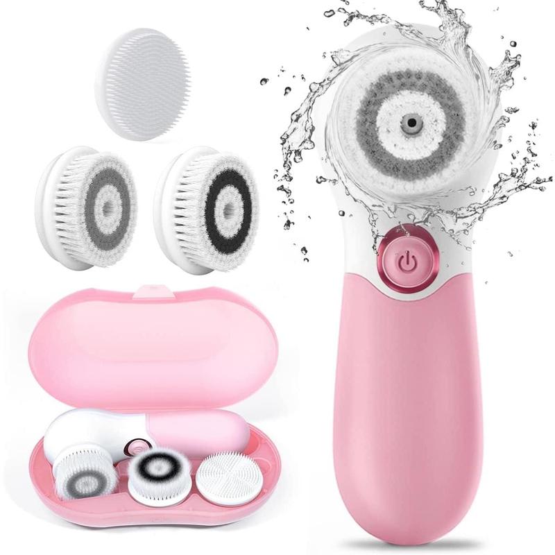 Face Brush Electric Face Cleansing Brush Skin Cleansing Face Scrubber with 3 Brush Heads Spin Brush for Deep Cleansing Exfoliation, Facial Cleanser Brush for Massaging Changzu